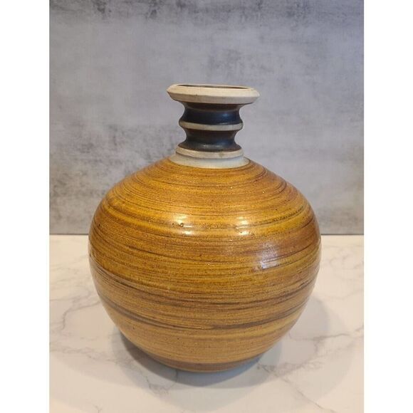 Artisan Handcrafted Signed Art Vase Earthen Pottery Ceramic Clay HOSANNA EUC - Picture 4 of 9